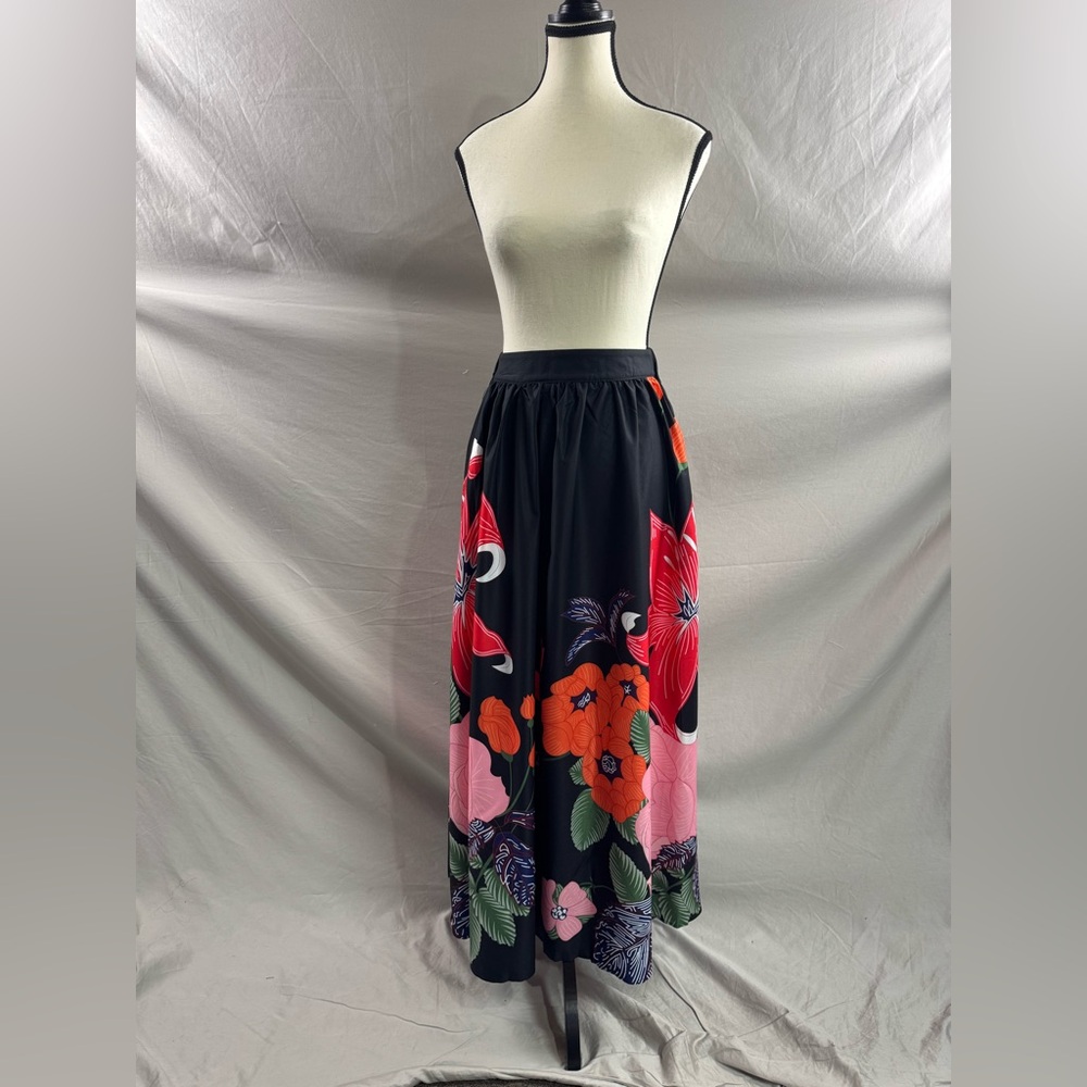 Boho Floral Print Women's Skirt Black - Picture 8 of 11